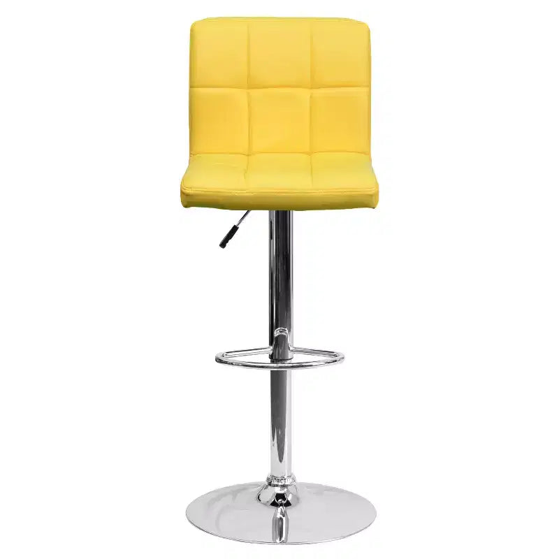 Tabouret de bar contemporain en vinyle capitonné, réglable en hauteur