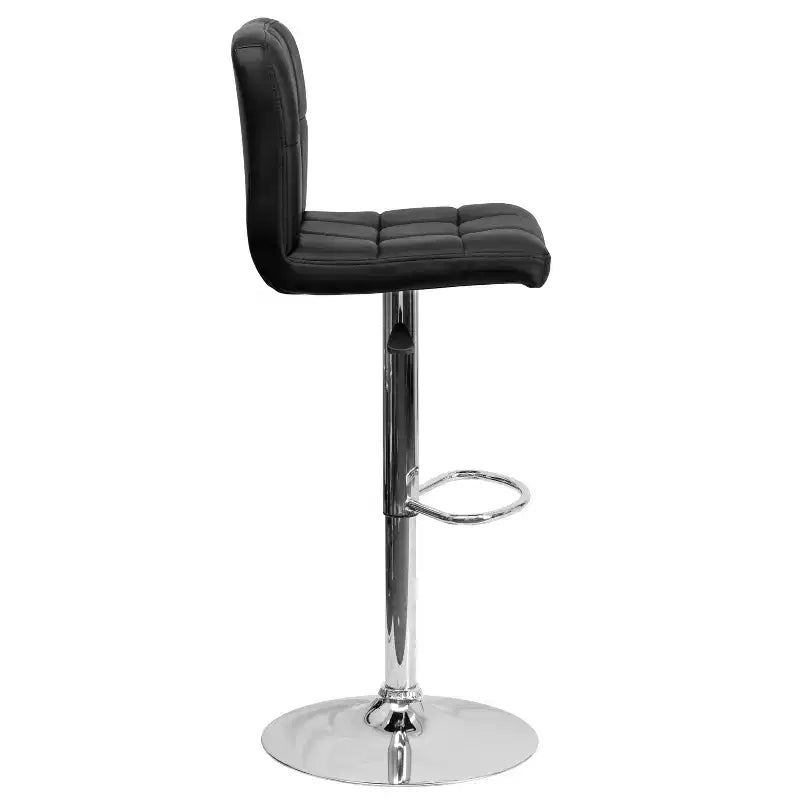 Tabouret de bar contemporain en vinyle capitonné, réglable en hauteur
