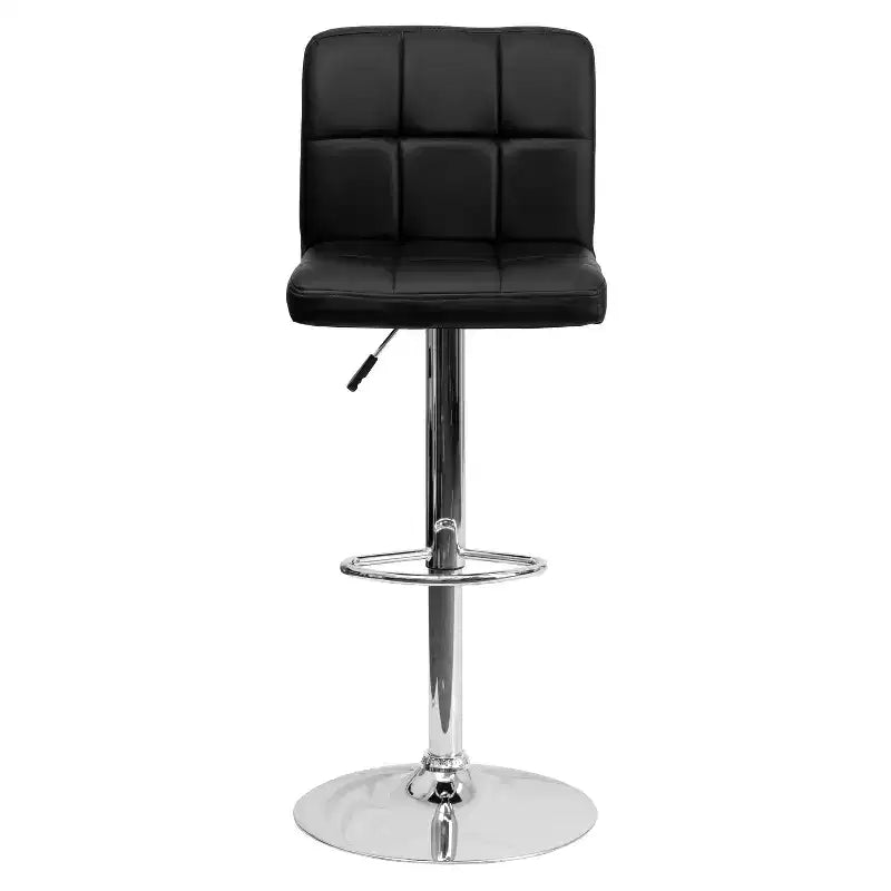Tabouret de bar contemporain en vinyle capitonné, réglable en hauteur