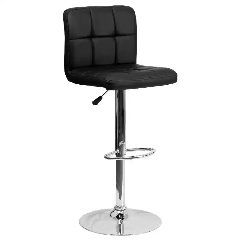Tabouret de bar contemporain en vinyle capitonné, réglable en hauteur