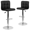 Emma and Oliver 2 Pack Contemporary Quilted Vinyl Adjustable Height Barstool with Chrome Base