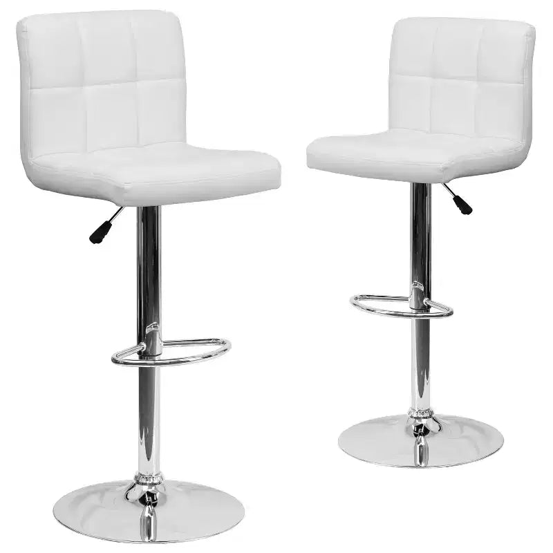 Tabouret de bar contemporain en vinyle capitonné, réglable en hauteur