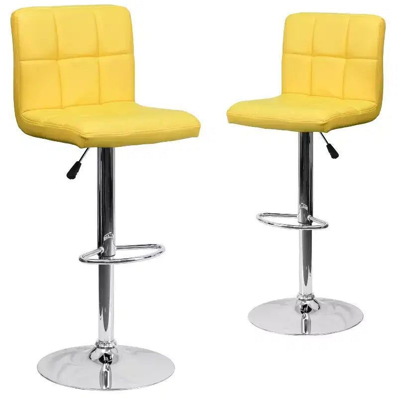 Tabouret de bar contemporain en vinyle capitonné, réglable en hauteur
