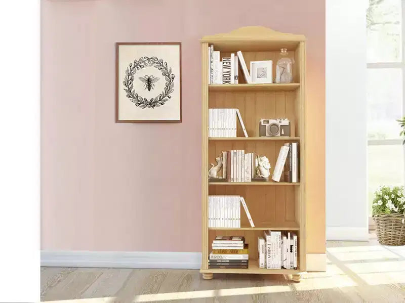 Bibliothèque en bois massif naturel - Étagère réglable à dessus arqué