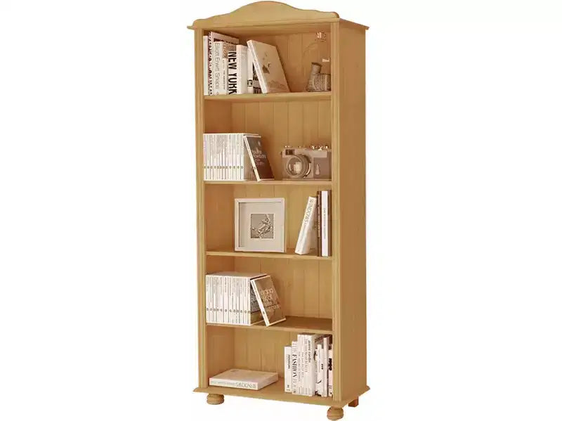 Bibliothèque en bois massif naturel - Étagère réglable à dessus arqué