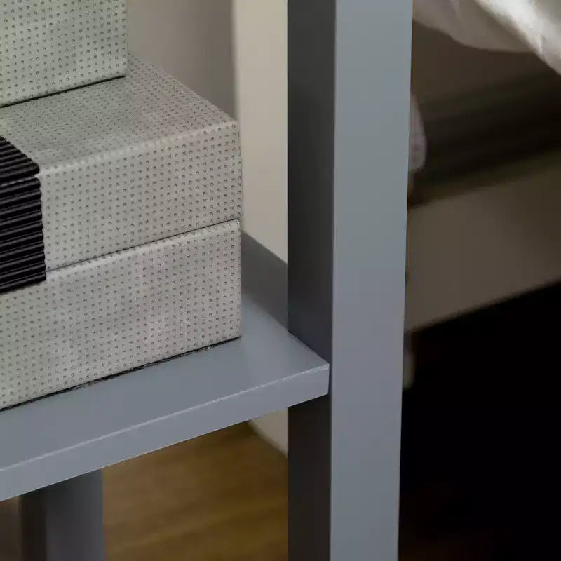 Table d'appoint à 2 niveaux avec tiroir, table de bout étroite avec étagère inférieure, pour salon ou chambre à coucher, lot de 2, gris