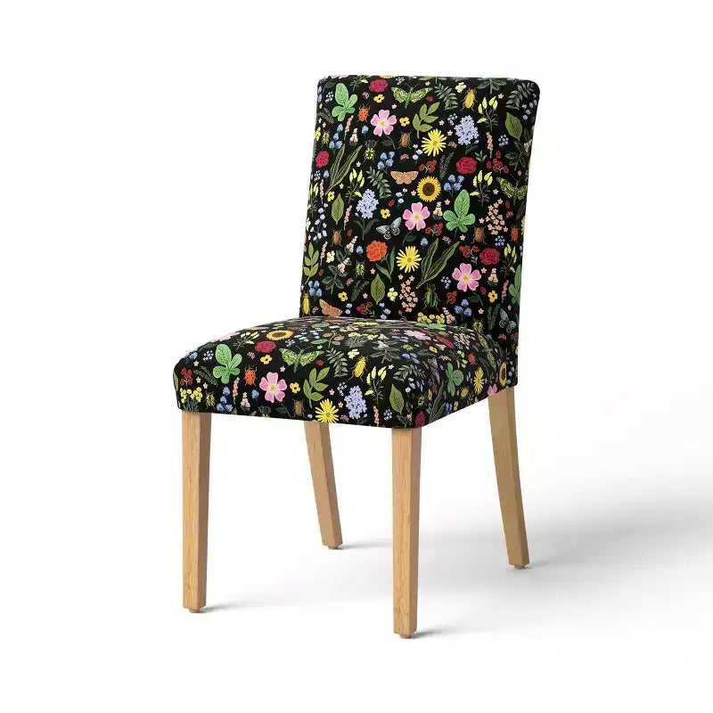 Chaise de salle à manger tapissée à imprimé floral