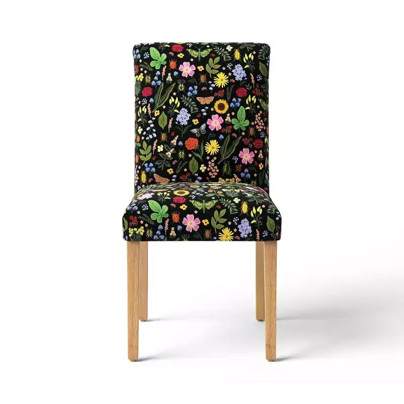 Chaise de salle à manger tapissée à imprimé floral