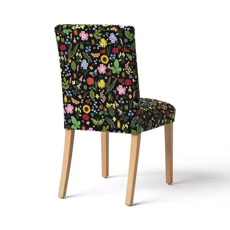 Chaise de salle à manger tapissée à imprimé floral