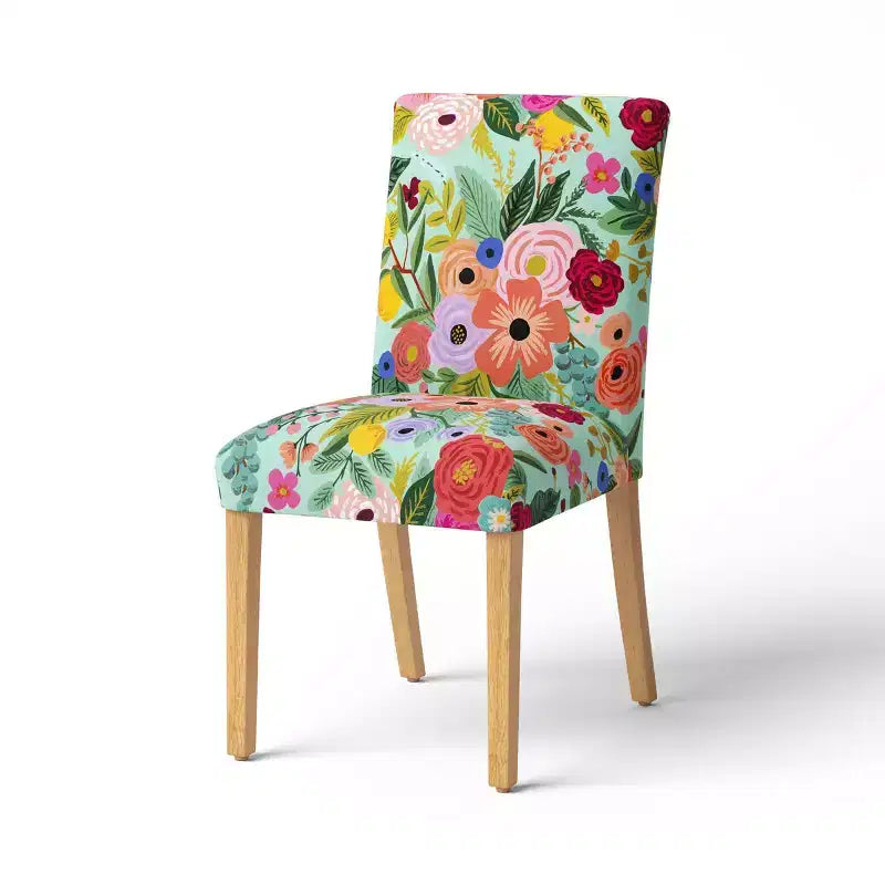 Chaise de salle à manger tapissée à imprimé floral