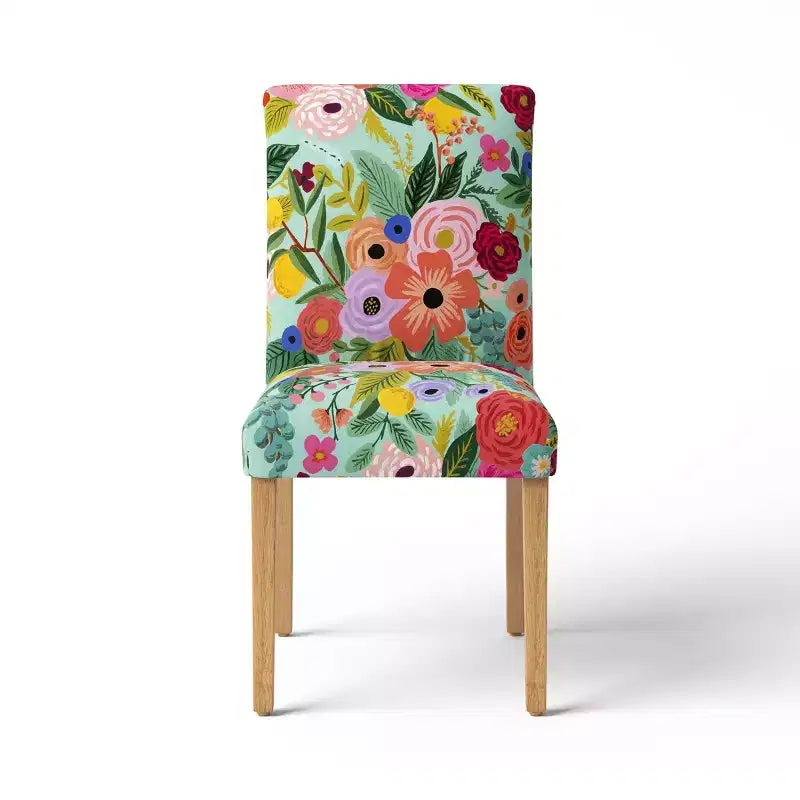 Chaise de salle à manger tapissée à imprimé floral
