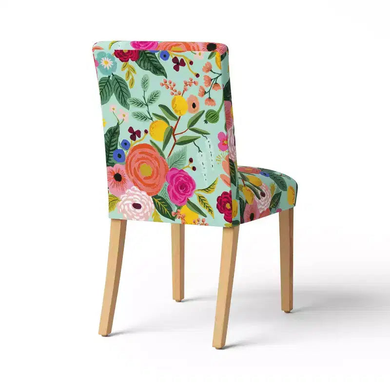 Chaise de salle à manger tapissée à imprimé floral