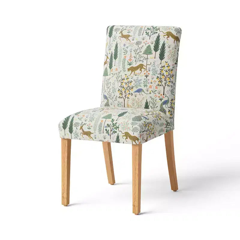 Chaise de salle à manger tapissée à imprimé floral