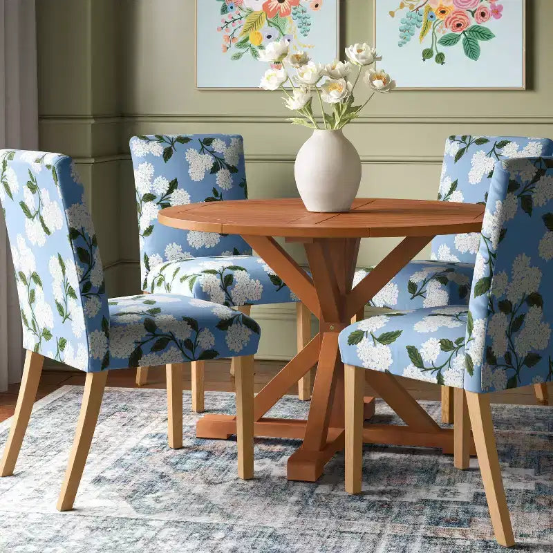 Chaise de salle à manger tapissée à imprimé floral