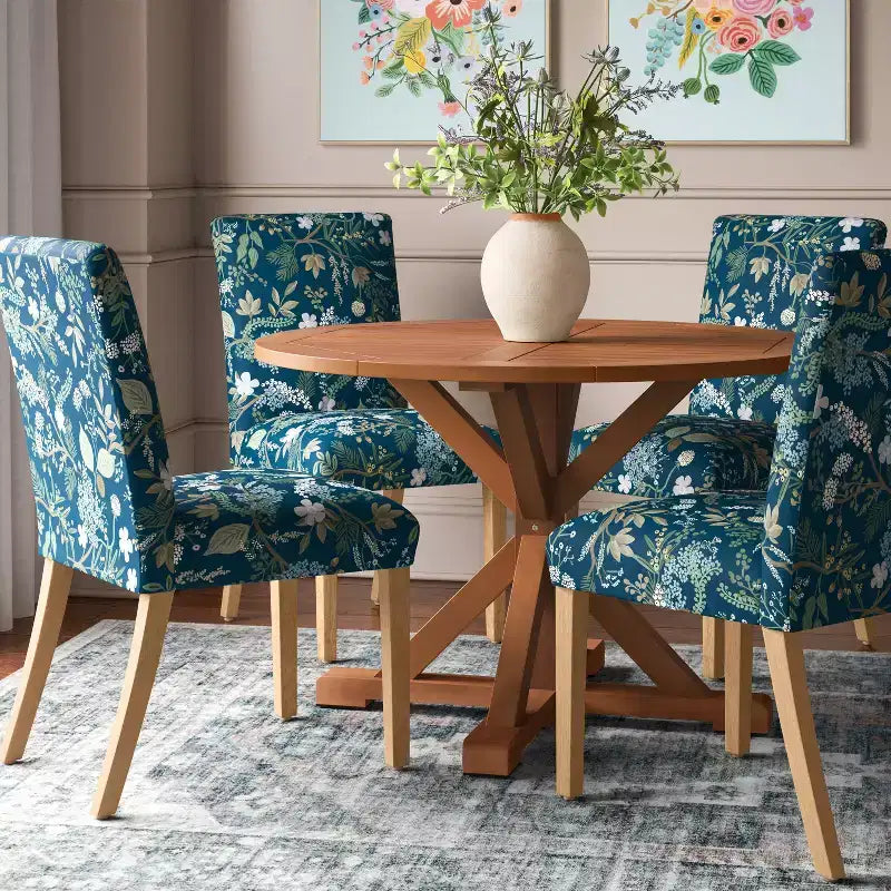 Chaise de salle à manger tapissée à imprimé floral
