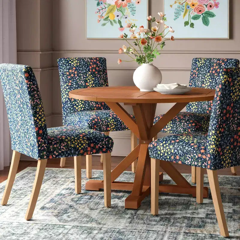 Chaise de salle à manger tapissée à imprimé floral