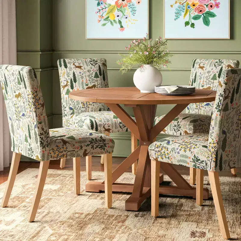 Chaise de salle à manger tapissée à imprimé floral