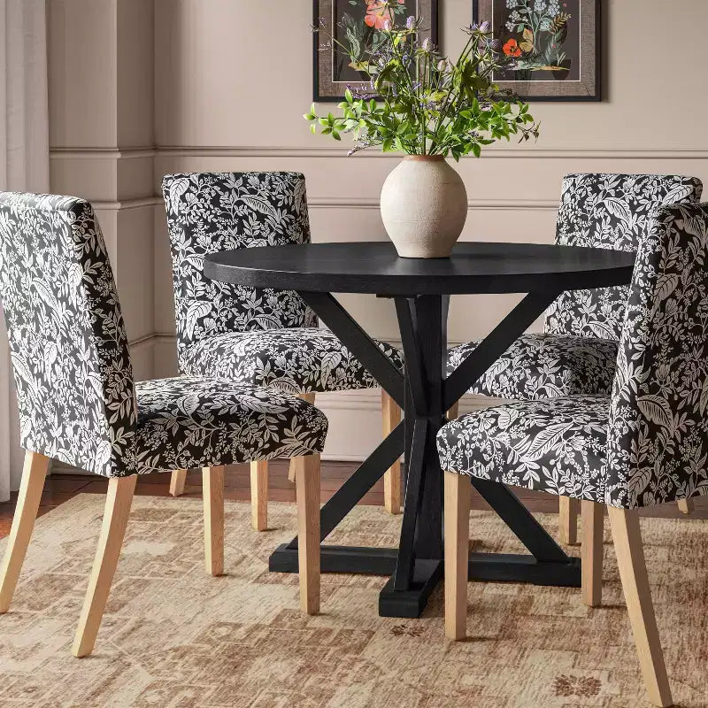 Chaise de salle à manger tapissée à imprimé floral