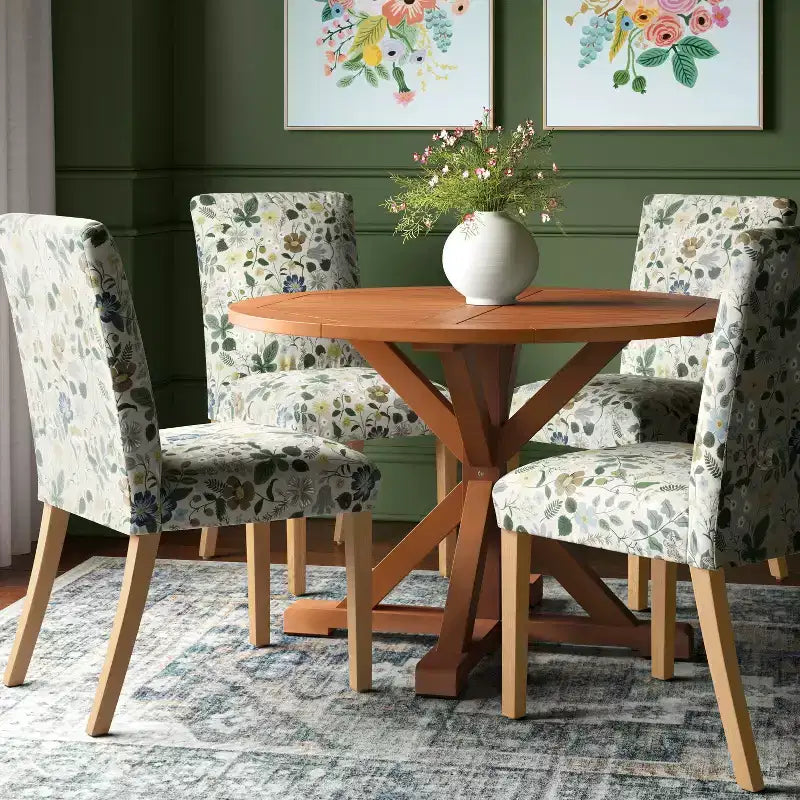 Chaise de salle à manger tapissée à imprimé floral