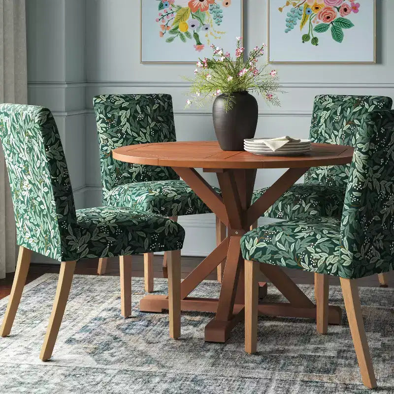 Chaise de salle à manger tapissée à imprimé floral
