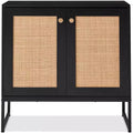 Meuble de rangement 2 portes en rotin, meuble d'appoint, placard avec patins anti-rayures