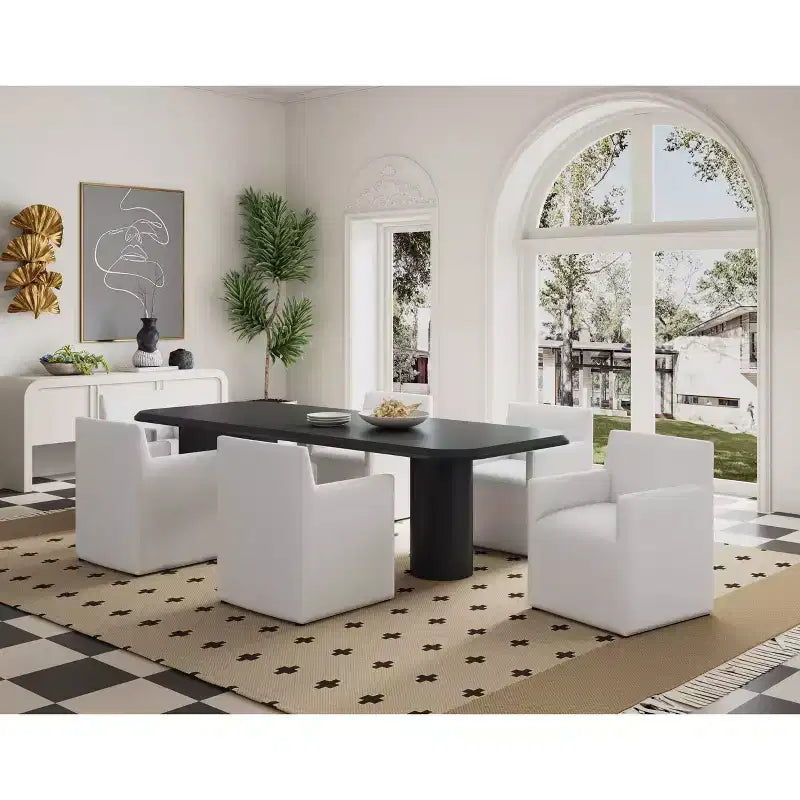 Fauteuil de salle à manger moderne carré en similicuir