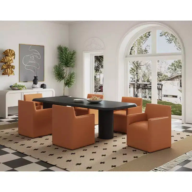 Fauteuil de salle à manger moderne carré en similicuir