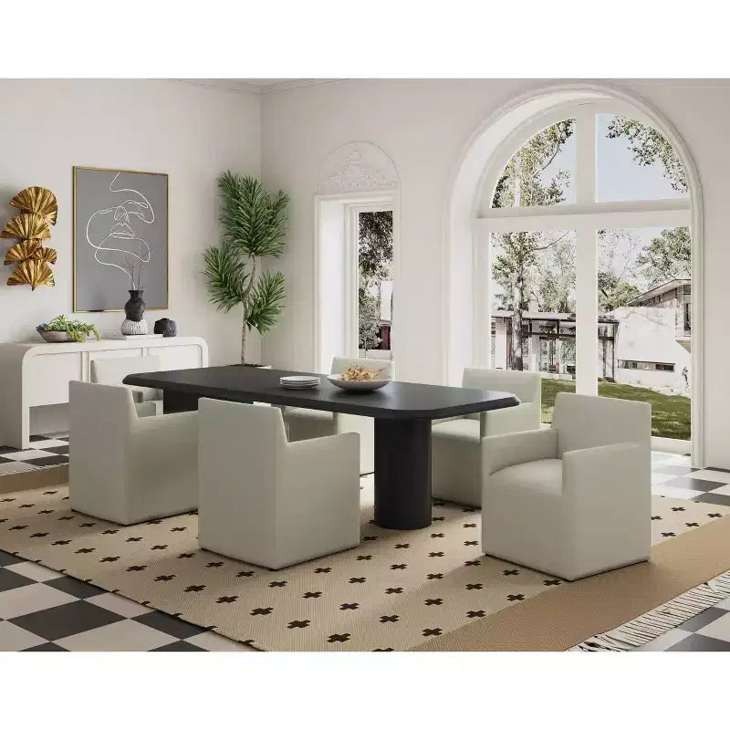 Fauteuil de salle à manger moderne carré en similicuir