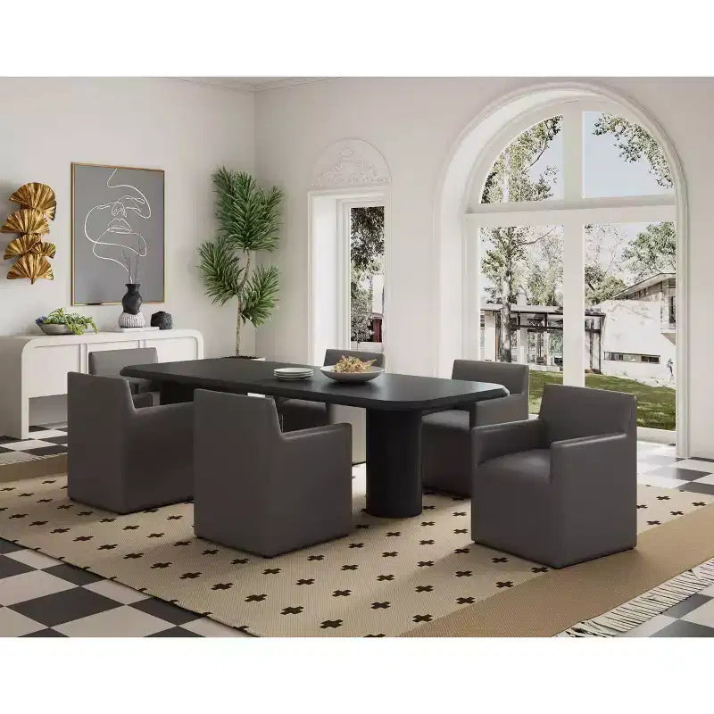 Fauteuil de salle à manger moderne carré en similicuir
